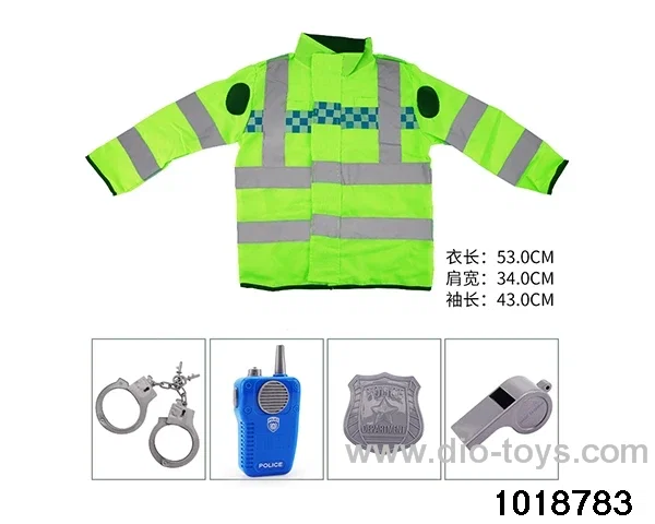 Police suit with walkie talkie in PP bag with header