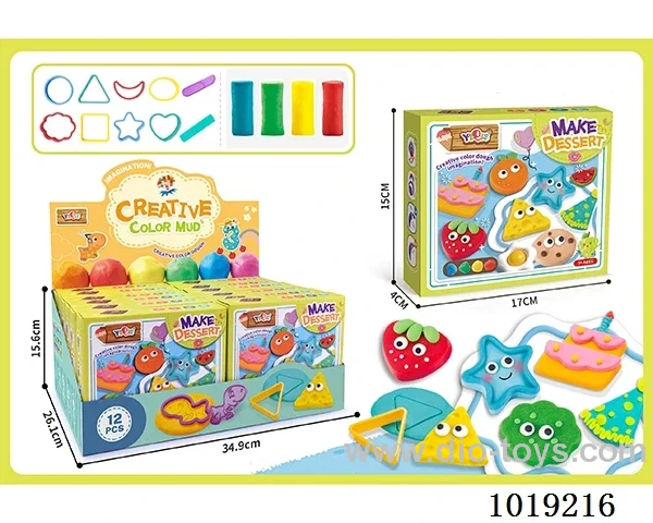 12pcs dessert colored mud in display box