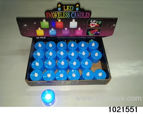 LED electronic candle light (blue shell white wick (always on)) in display  box