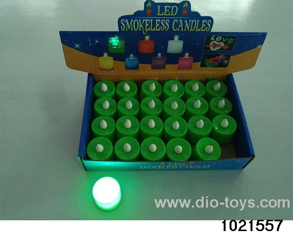 LED electronic candle light (green shell white wick (always on)) in display  box