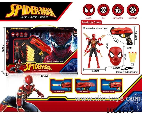 Spider-Man soft gun set with Light &Mask in window box