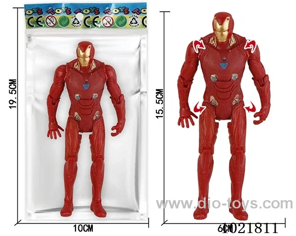 6.5inch Iron Man with light (could movable joint)in Opp bag