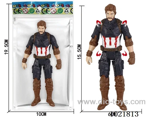 6.5inch Captain America with light (could movable joint)in Opp bag