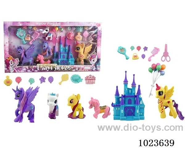 rubber horses with light&music &castle in window box