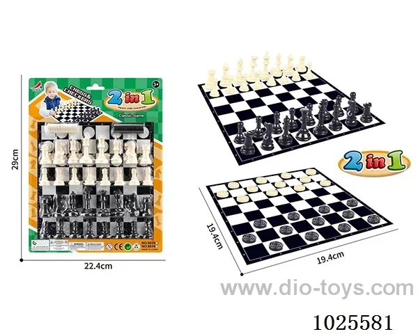 2 in 1 chess in blister card