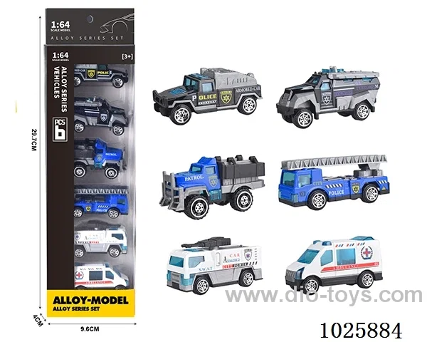 6pcs 1:64 free wheel alloy car 3color mixed loading in window box