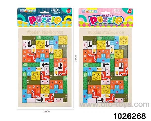 Wooden puzzle in PP bag with header