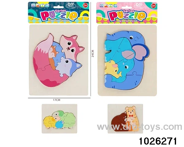 Wooden puzzle in PP bag with header