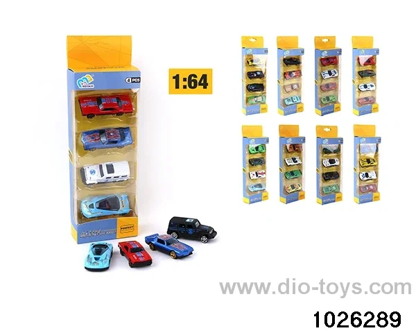 1:64 sliding alloy car in 4pcs window box