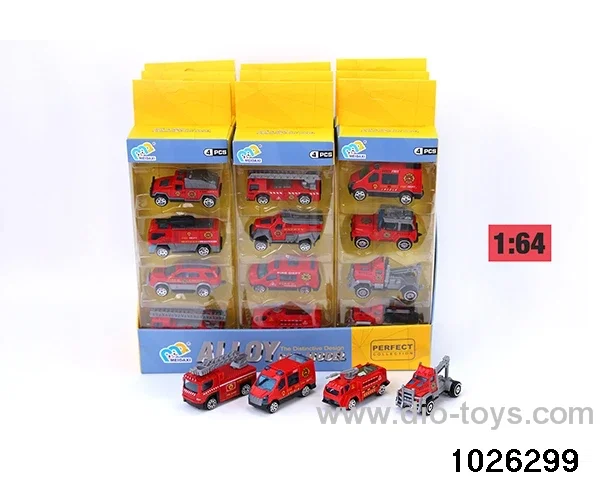 1:64 sliding alloy car in 4pcs display box