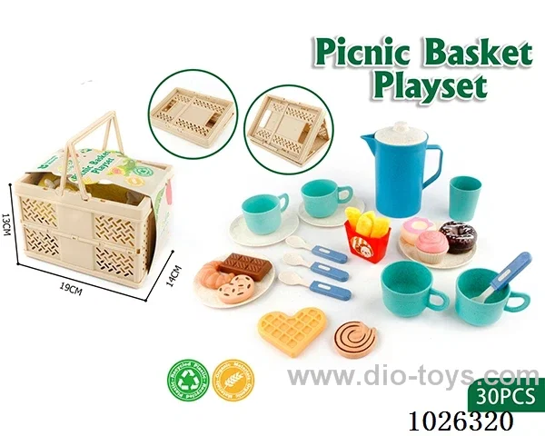 Picnic afternoon tea set in  basket