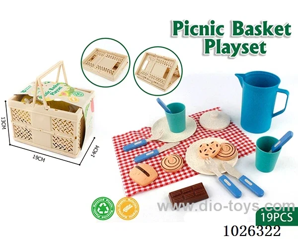 Picnic afternoon tea set in  basket