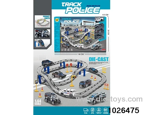 Electric railcar alloy police set in window box
