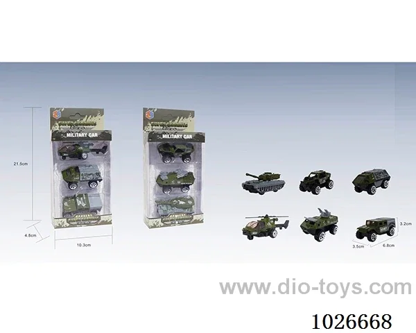 3pcs free wheel alloy car 6sets mixed loading in window box