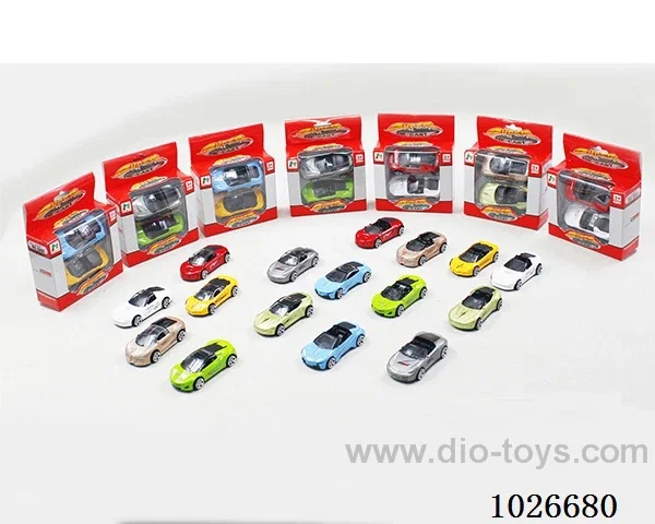 2pcs 1:64 free wheel alloy car 16sets&8color mixed loadingin window box