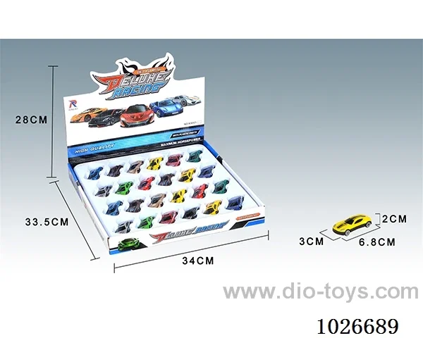 24pcs free wheel alloy car 12sets&12color mixed loading in display box