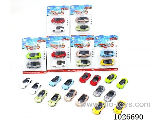2pcs free wheel alloy car 16sets&8color mixed loading in high frequency