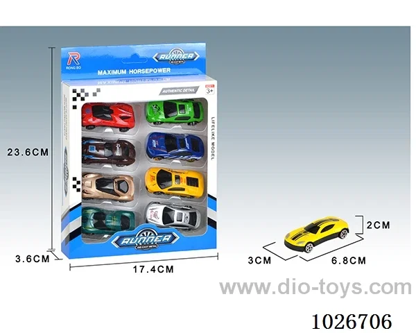 8pcs free wheel alloy car 12sets&12color mixed loading in window box