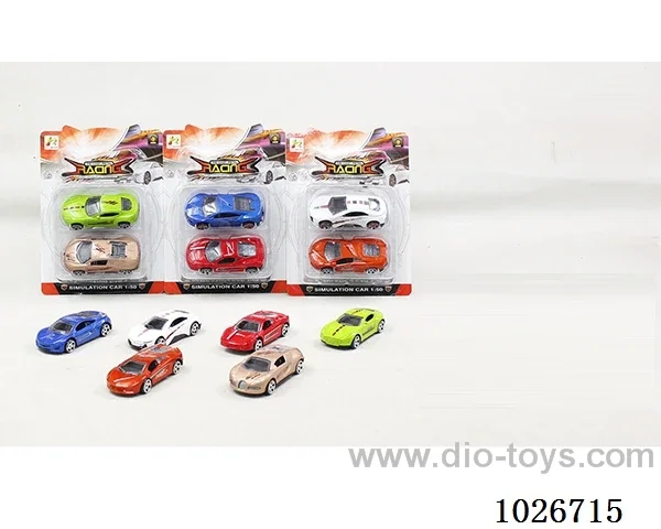 2pcs free wheel alloy car 6sets &6color mixed loading in blister card