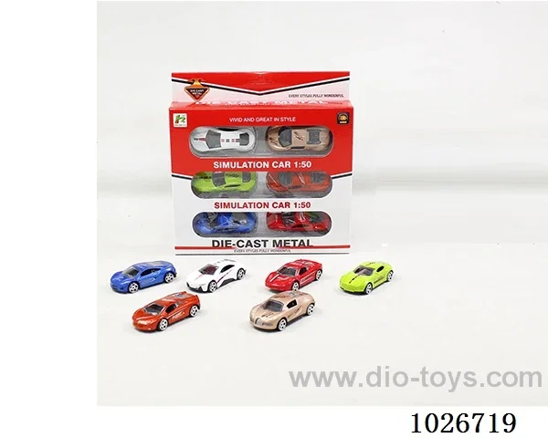 6pcs free wheel alloy car 6sets &6color mixed loading in window box