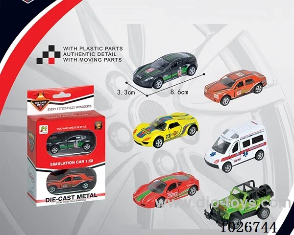 2pcs 1:50 alloy car(could open the door)6sets&6color mixed loading in window box