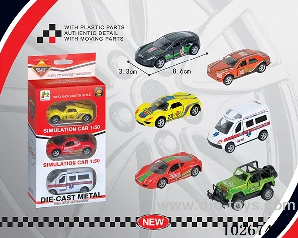 3pcs 1:50 alloy car(could open the door)6sets&6color mixed loading in window box
