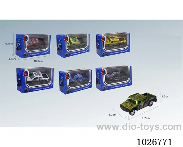 1:50 free wheel alloy car 6sets&6color mixed loading in window box