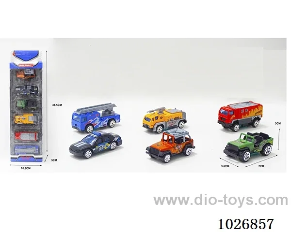 1:55 6pcs free wheel alloy car 6sets&6color mixed loading  in window box