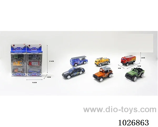 1:50 free wheel alloy car 3pcs 6sets&6color mixed loading in window box