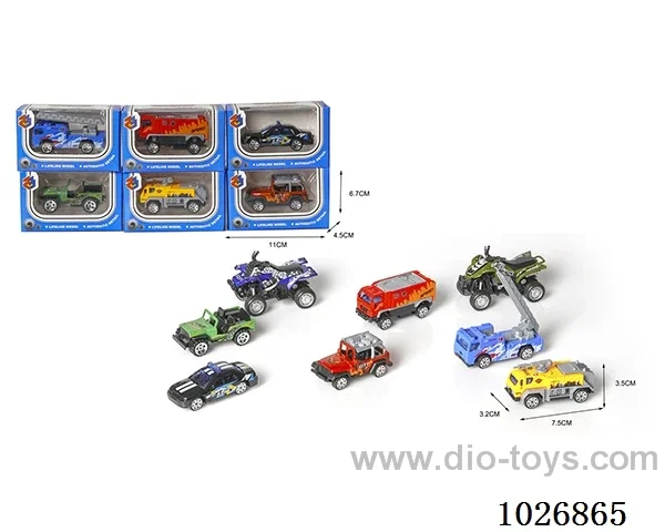 1:55 Free Wheel  alloy car 6sets &6color mixed loading in window box