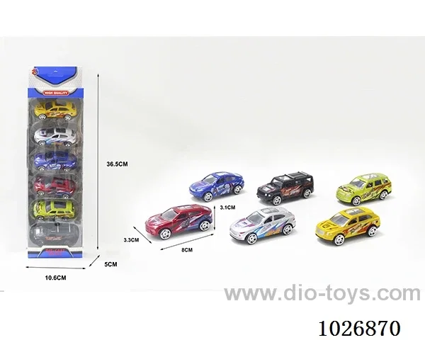 1:50 6pcs Free Wheel Alloy Car 6sets &6color mixed loading in window box