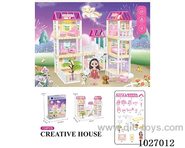 129pcs diy villa &Barbie with double light include battery