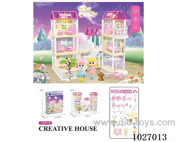 130pcs diy villa &doll with double light include battery