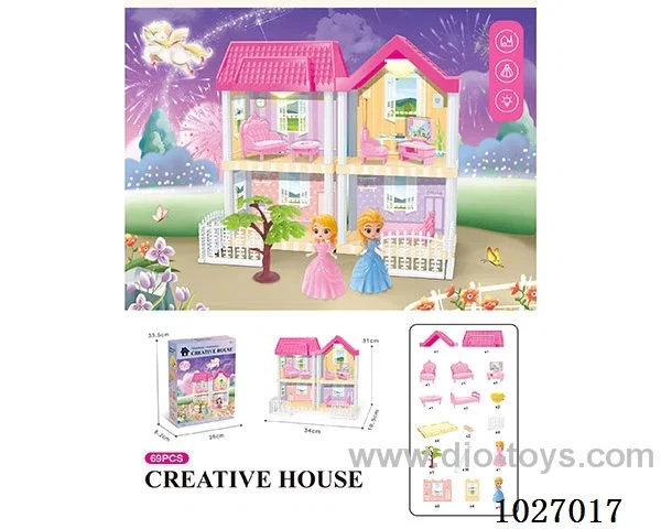 70pcs diy villa &doll with double light include battery