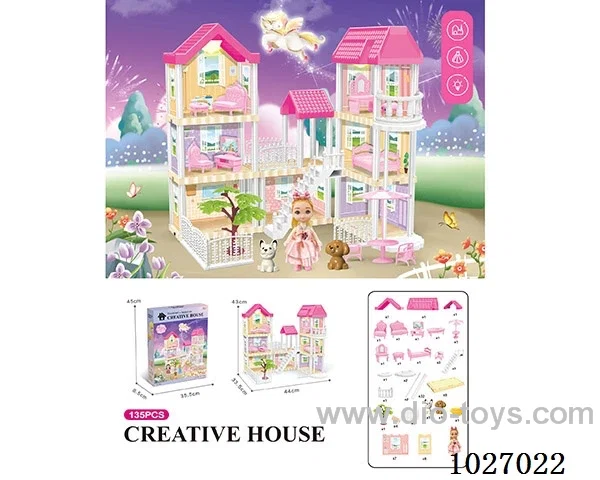 135pcs diy villa &doll with double light include battery