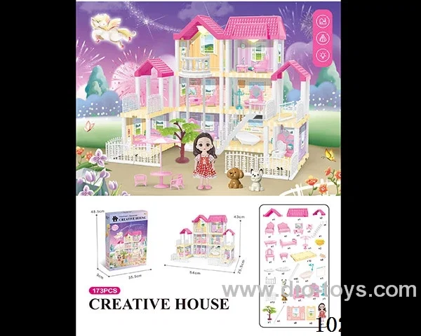 173pcs diy villa &Barbie with double light include battery