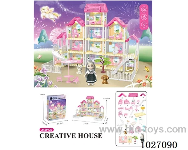 212pcs diy villa &doll with light include battery