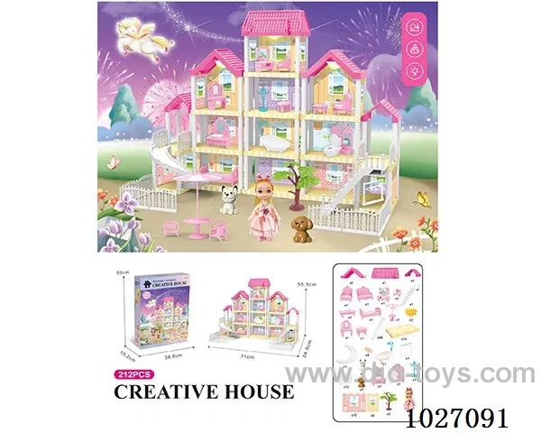212pcs diy villa &doll with light include battery