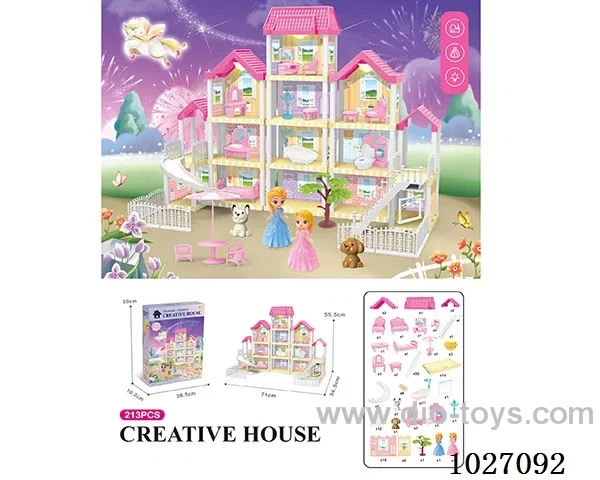 213pcs diy villa &doll with light include battery