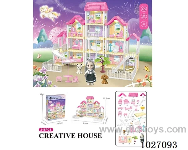 218pcs diy villa &doll with light include battery