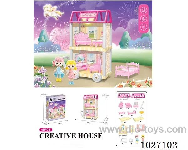 38pcs diy villa &doll with light include battery