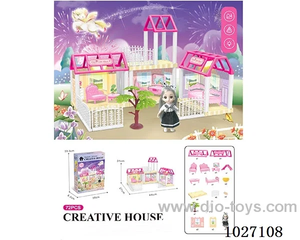 72pcs diy villa &doll with light include battery