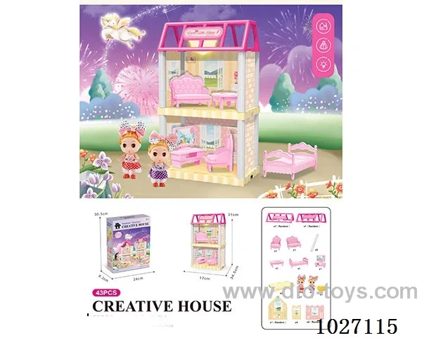 38pcs diy villa &doll with light include battery