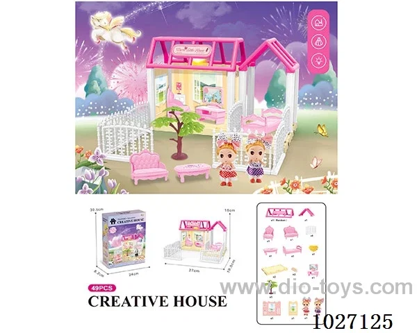 49pcs diy villa &doll with light include battery