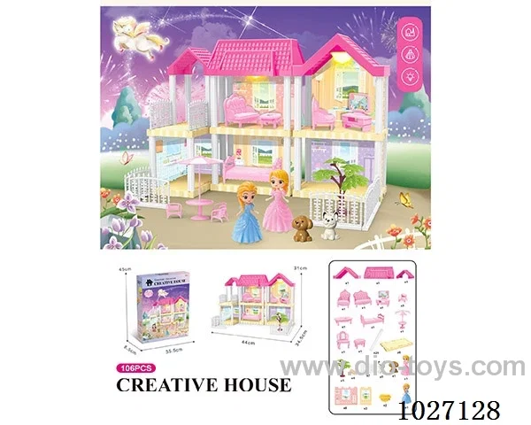 106pcs diy villa &doll with light include battery
