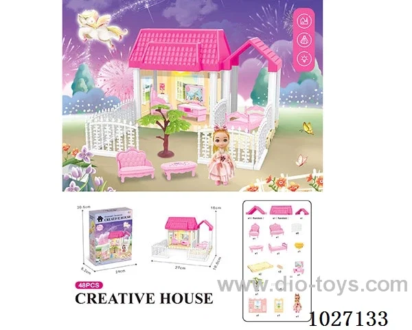 48pcs diy villa &doll with light include battery