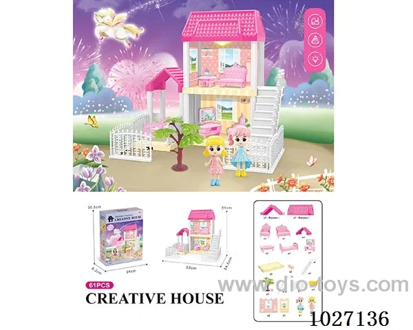 61pcs diy villa &doll with light include battery