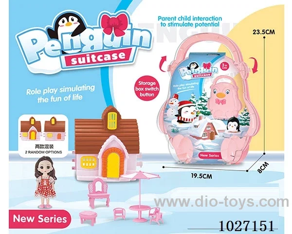 storage box with villa & doll &furniture in paper card