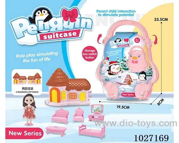 storage box with villa & doll &furniture in paper card