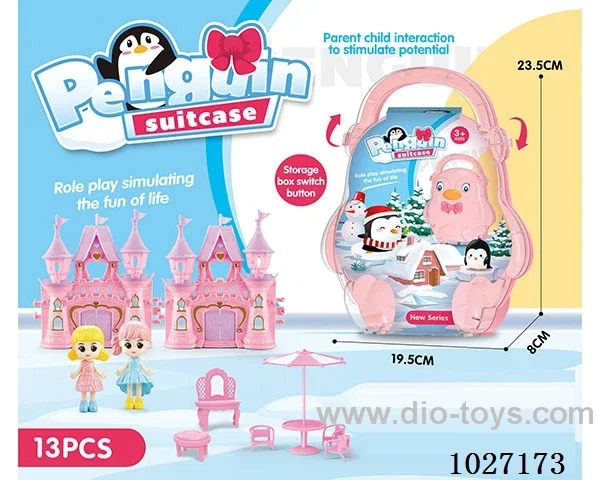 storage box with castle & doll &furniture in paper card